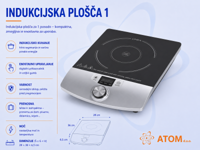 Indukcijska plošča za 1 posodo