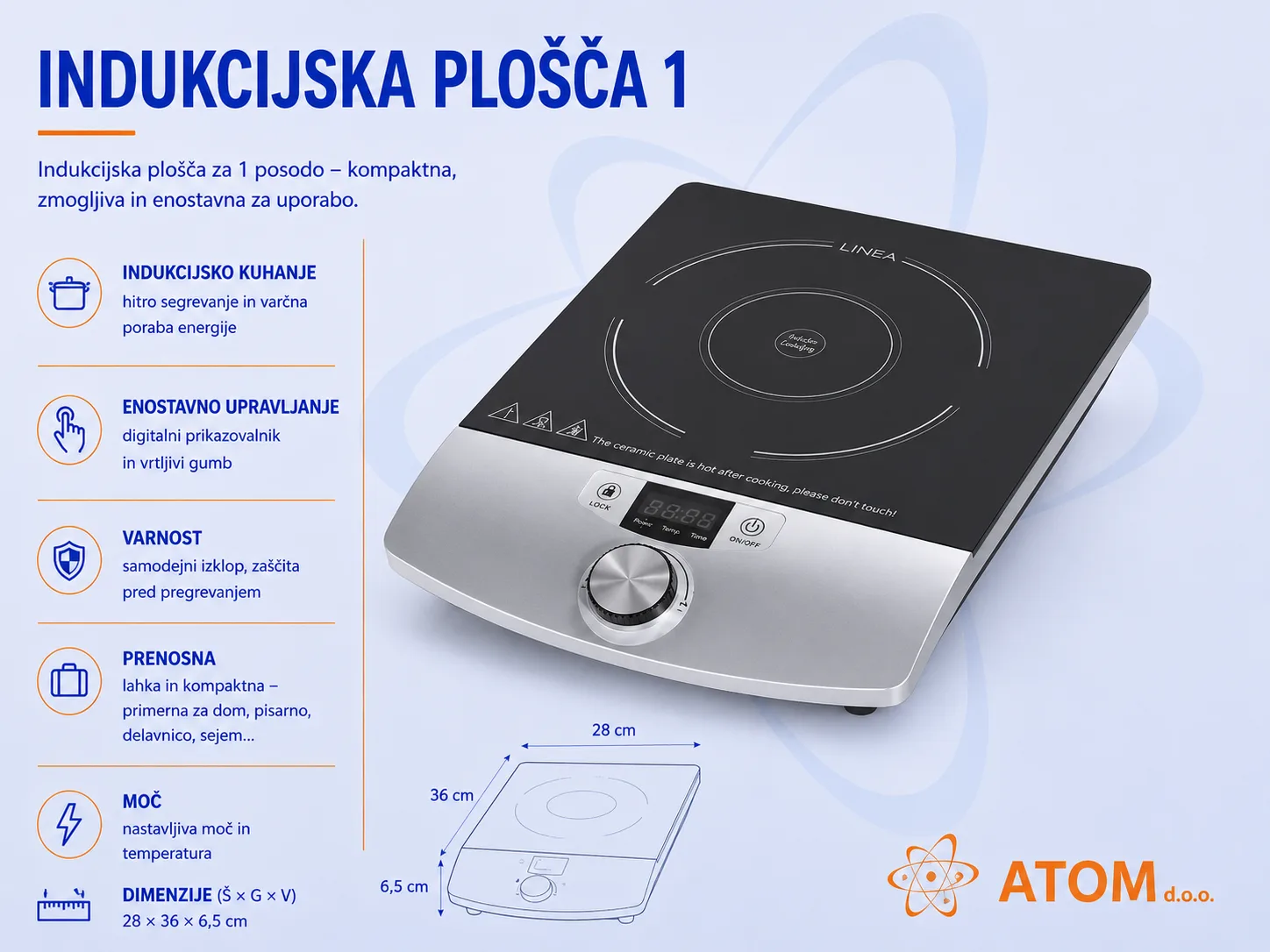 Indukcijska plošča za 1 posodo