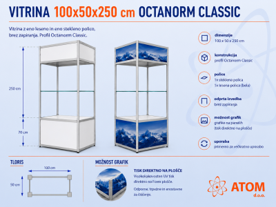 Vitrina Octanorm Classic 100x50x250 cm