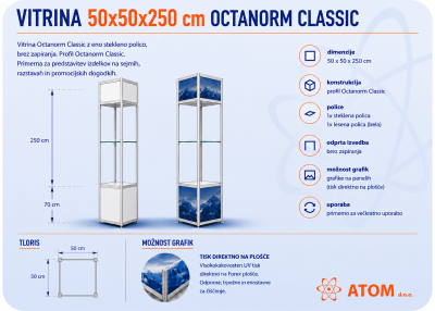 Vitrina Octanorm Classic 50x50x250 cm